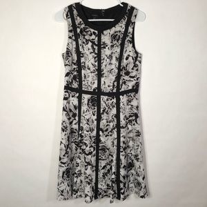Talbots 6 Dress Black White Floral 827